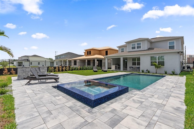 8105 Fenton St, Orlando, FL 32836 - view of pool with a patio, fence, and a pool with connected hot tub