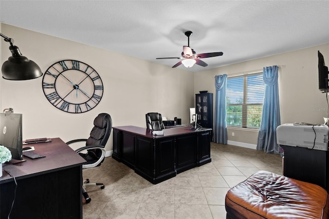 408 Egret Place Dr, Winter Garden, FL 34787 - office area with a ceiling fan, baseboards, and light tile patterned floors