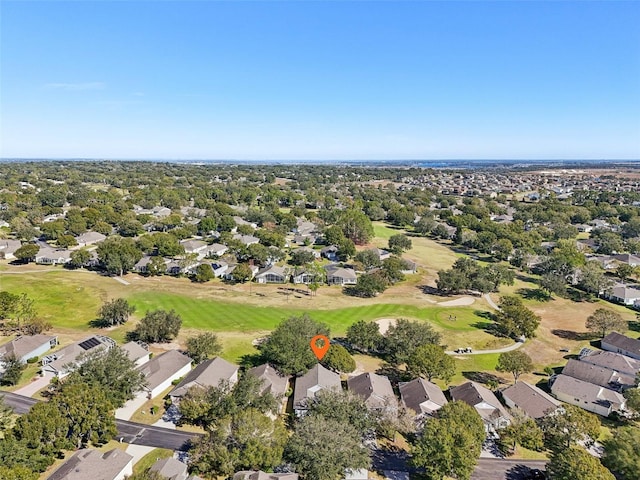 aerial view with a residential view and golf course view