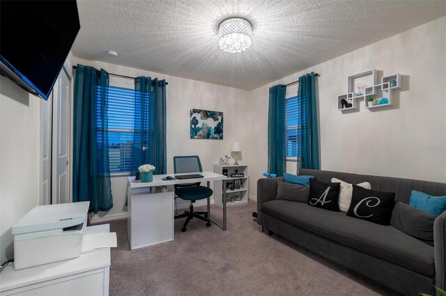 555 Meadow Bend Dr, Davenport, FL 33837 - carpeted office space with a chandelier and a textured ceiling