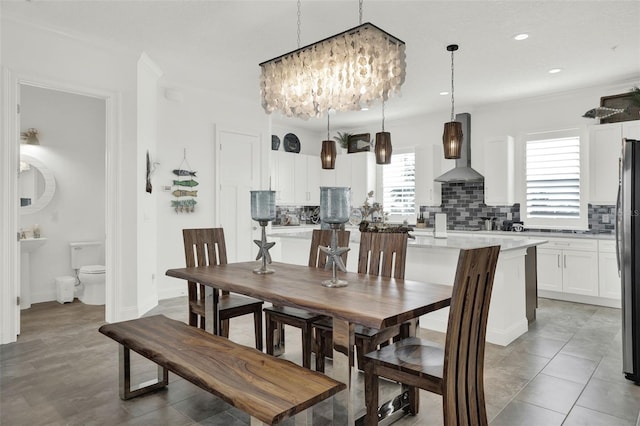 7 Marden Dr, Ormond Beach, FL 32176 - dining area with a chandelier and recessed lighting