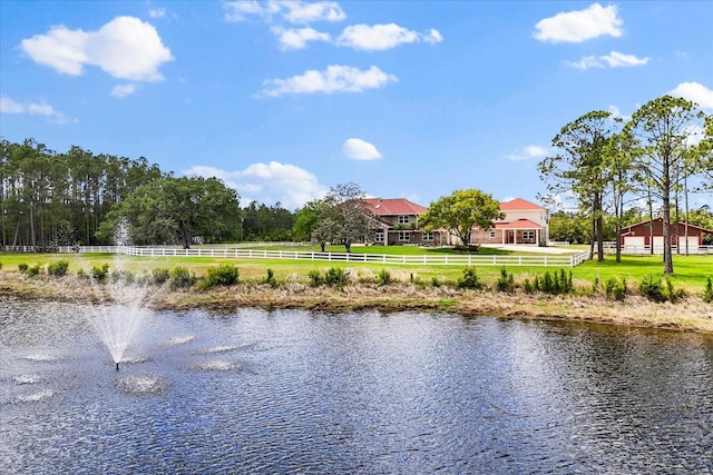 property view of water with fence