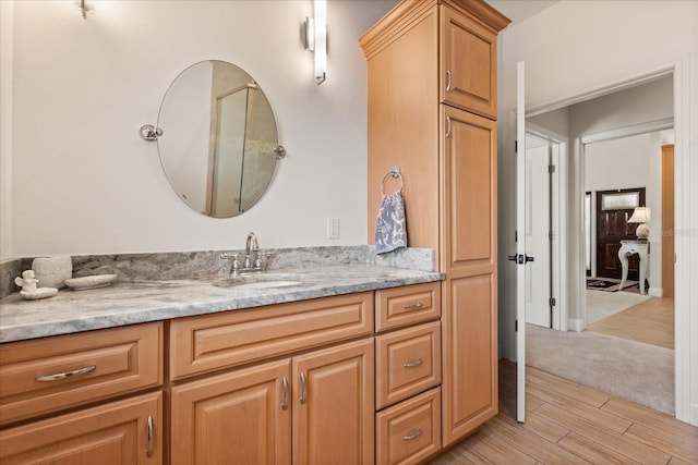 bathroom featuring vanity and wood finished floors