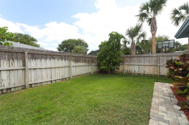 view of yard featuring a fenced backyard