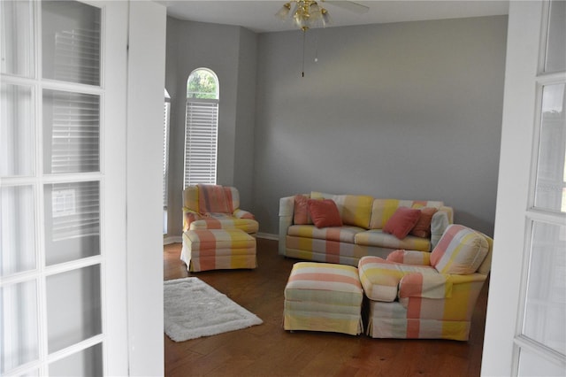7508 Lake Marsha Dr, Orlando, FL 32819 - living room featuring a ceiling fan and wood finished floors
