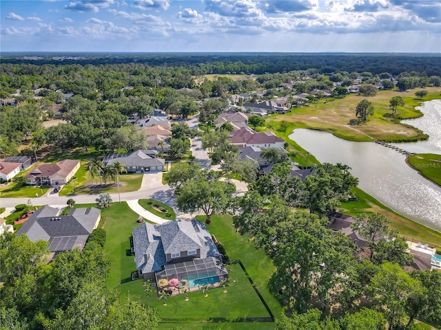 3008 Sutton Woods Dr, Plant City, FL 33566 - birds eye view of property featuring a water view and a residential view