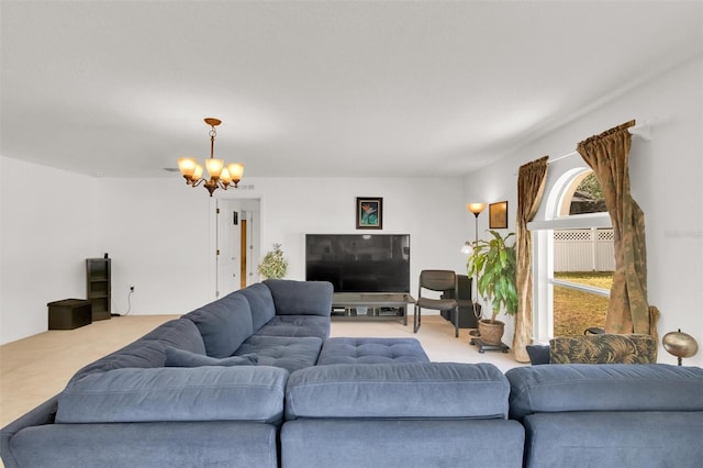 2658 Palmetto Ridge Cir, Apopka, FL 32712 - carpeted living area with a chandelier