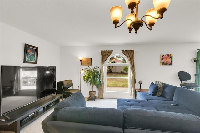 2658 Palmetto Ridge Cir, Apopka, FL 32712 - carpeted living area with a chandelier