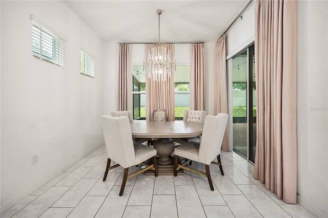 9567 Meadow Hunt Way, Winter Garden, FL 34787 - dining space with light tile patterned flooring and a notable chandelier