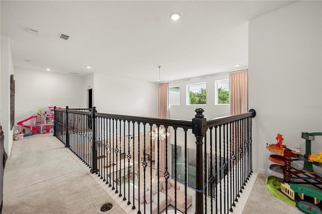9567 Meadow Hunt Way, Winter Garden, FL 34787 - corridor featuring carpet flooring, recessed lighting, and visible vents
