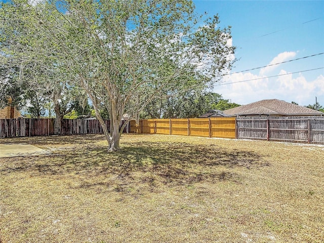 view of yard featuring a fenced backyard