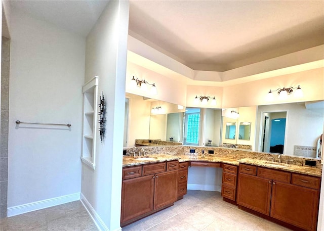 871 Iron Oak Way, The Villages, FL 32163 - full bathroom with double vanity, a sink, and tile patterned floors