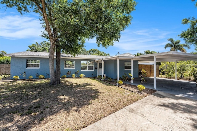 6801 16th St N, Saint Petersburg, FL 33702 - single story home featuring driveway, an attached carport, stucco siding, and fence