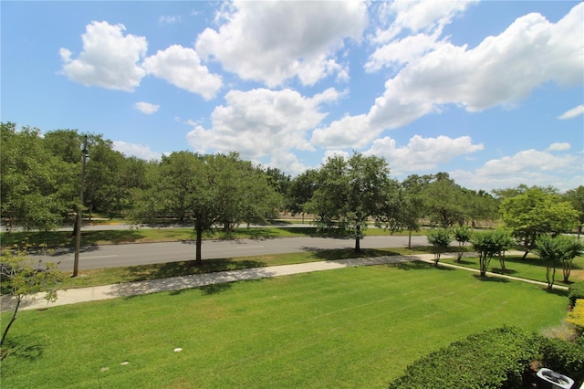 view of property's community with a lawn