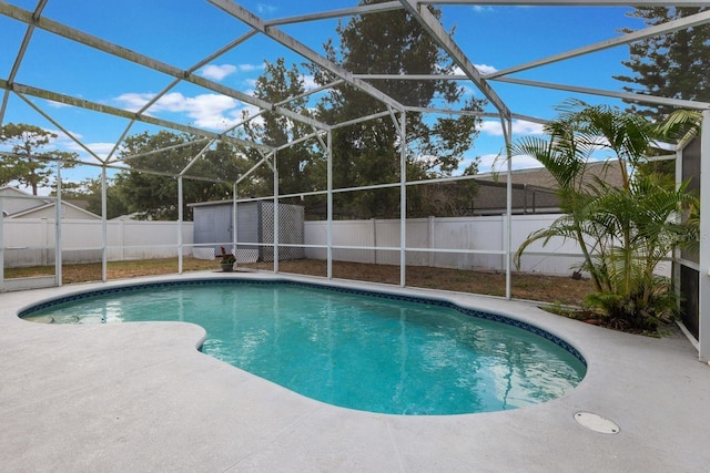 view of pool featuring a patio, a lanai, a fenced backyard, and a fenced in pool