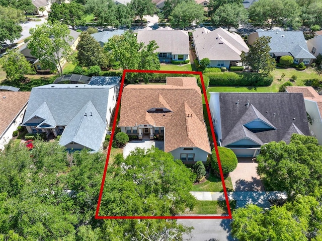 aerial view with a residential view
