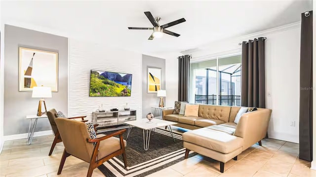 2936 Protagonist St, Kissimmee, FL 34746 - living room with baseboards, ceiling fan, and light tile patterned flooring