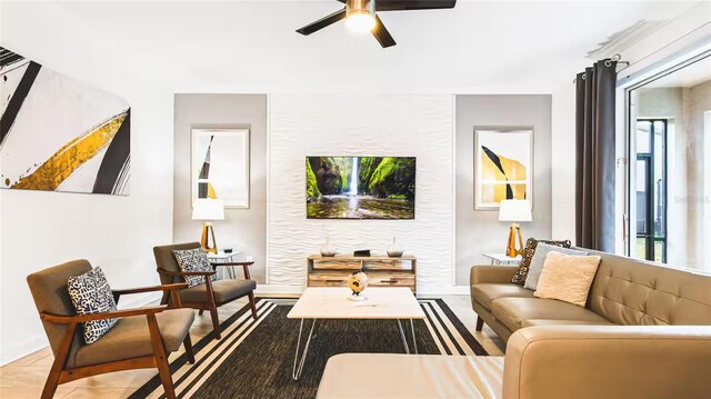 2936 Protagonist St, Kissimmee, FL 34746 - living room with baseboards, ceiling fan, and a wealth of natural light