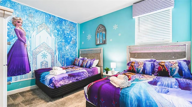 2936 Protagonist St, Kissimmee, FL 34746 - carpeted bedroom featuring wallpapered walls and baseboards