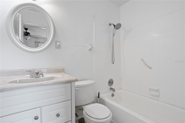 611 Casa Park A Ct, Winter Springs, FL 32708 - full bath featuring toilet, shower / bath combination, vanity, and ceiling fan