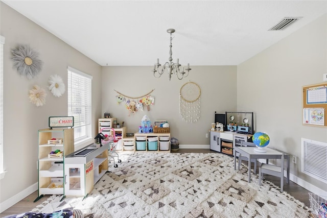 1555 Seminole Run Rd, Osteen, FL 32764 - rec room featuring an inviting chandelier, baseboards, and visible vents