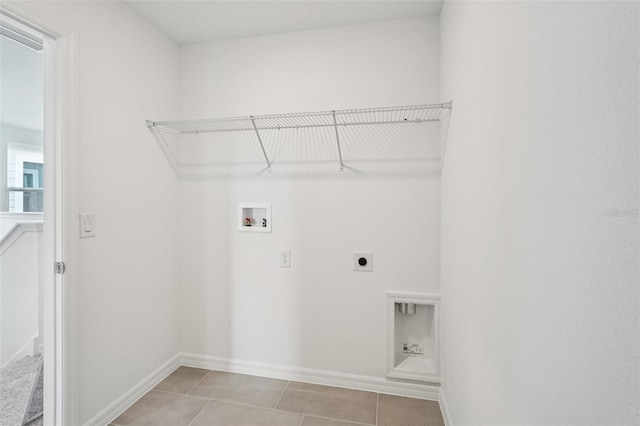 2467 Zuni Rd, Saint Cloud, FL 34771 - laundry area with hookup for an electric dryer, washer hookup, baseboards, and light tile patterned floors