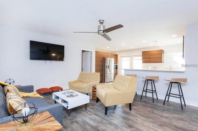 631 Trailwood Dr, Altamonte Springs, FL 32714 - living area with baseboards, recessed lighting, ceiling fan, and wood finished floors