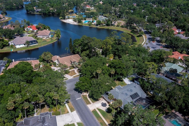 bird's eye view with a water view and a residential view