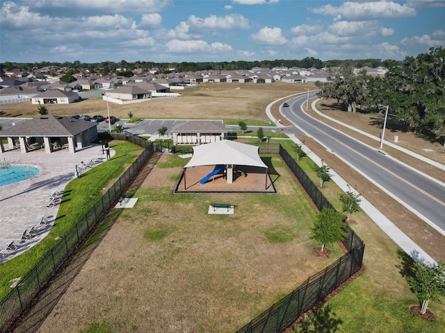 drone / aerial view with a residential view