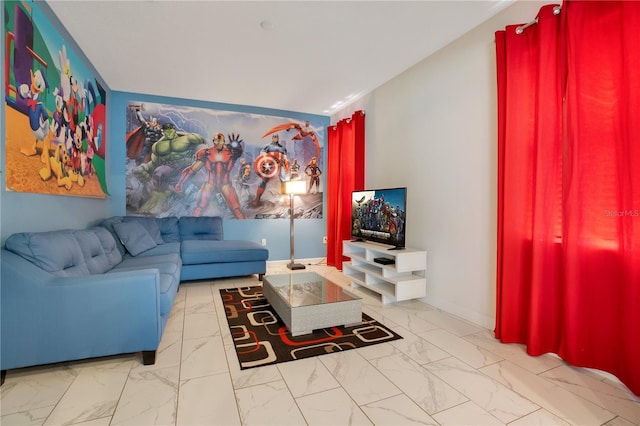 9034 Stinger Dr, Davenport, FL 33896 - living area with baseboards and marble finish floor