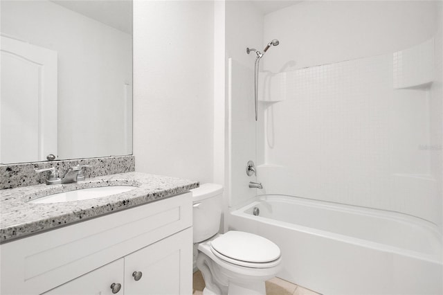 full bathroom with vanity, shower / bathing tub combination, tile patterned floors, and toilet