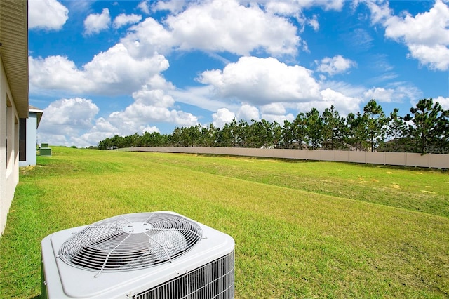 view of yard featuring central air condition unit