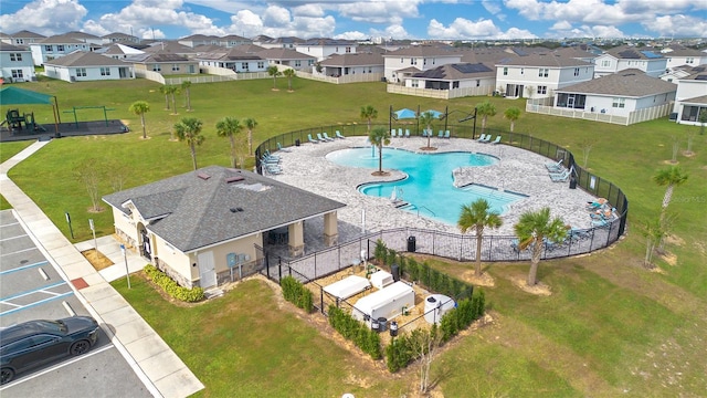 birds eye view of property featuring a residential view
