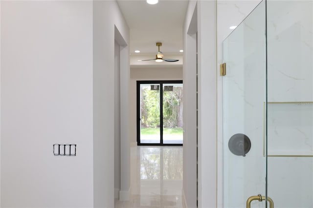corridor with recessed lighting