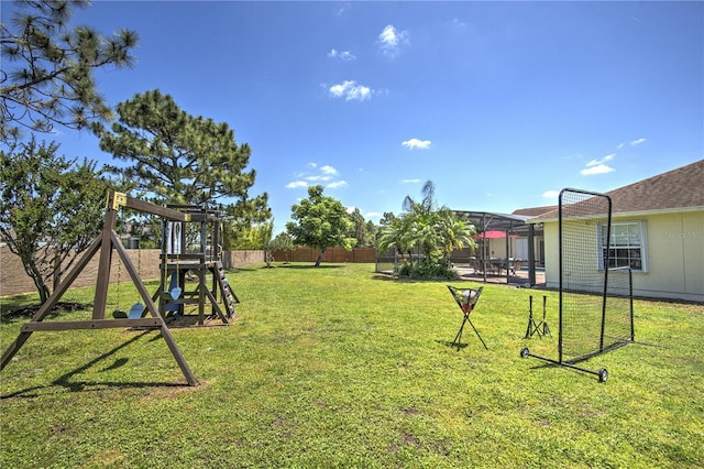 view of yard featuring a playground