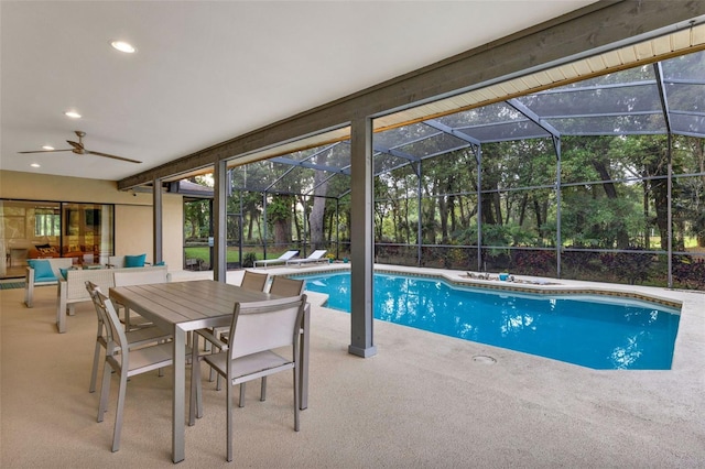 311 Needles Trl, Longwood, FL 32779 - swimming pool featuring a patio, a ceiling fan, and a lanai