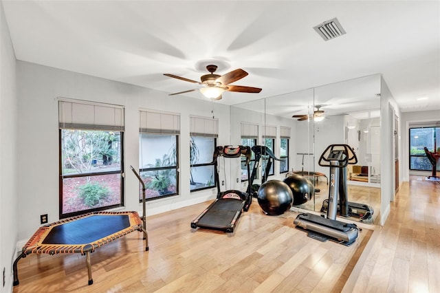 311 Needles Trl, Longwood, FL 32779 - workout area with ceiling fan and wood finished floors