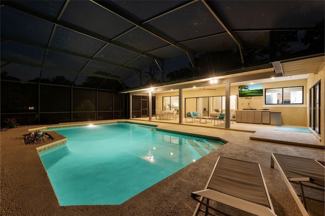 311 Needles Trl, Longwood, FL 32779 - outdoor pool with a patio and glass enclosure