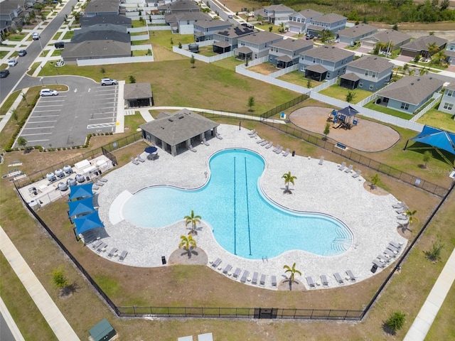 bird's eye view with a residential view