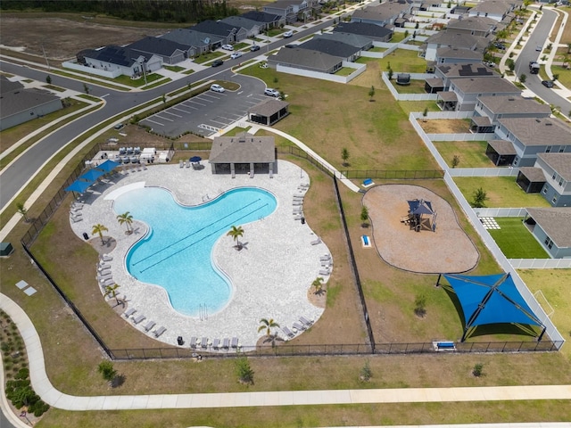 drone / aerial view with a residential view