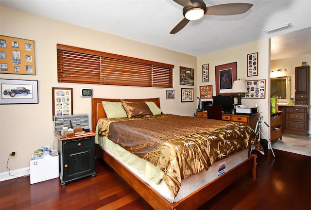 2900 Cullen Lake Shore Dr, Belle Isle, FL 32812 - bedroom featuring dark wood-type flooring, ceiling fan, and ensuite bath