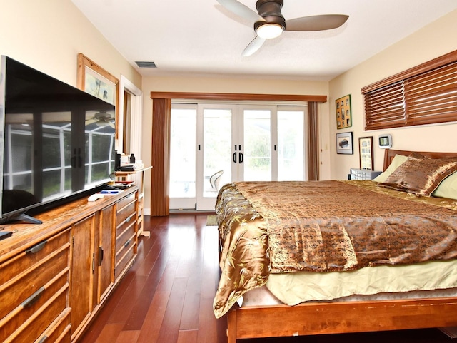2900 Cullen Lake Shore Dr, Belle Isle, FL 32812 - bedroom with access to exterior, french doors, and dark wood-type flooring