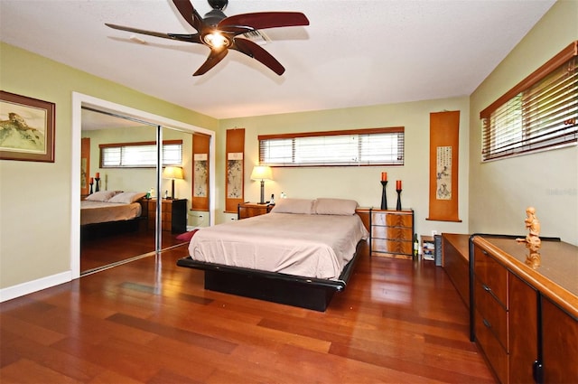 2900 Cullen Lake Shore Dr, Belle Isle, FL 32812 - bedroom with wood finished floors, a closet, and ceiling fan