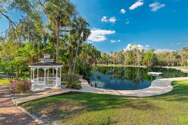 111 Crown Oaks Way Unit 101, Longwood, FL 32779 - view of property's community with a gazebo, a water view, and a yard