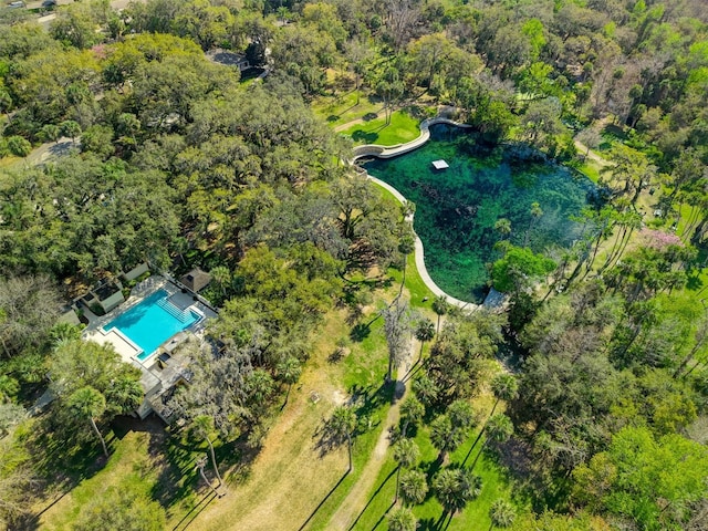 111 Crown Oaks Way Unit 101, Longwood, FL 32779 - bird's eye view of a pool and a heavily wooded area