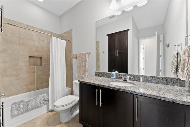 13865 Granger Ave, Orlando, FL 32827 - bathroom featuring visible vents, tile patterned flooring, shower / tub combo, vanity, and toilet