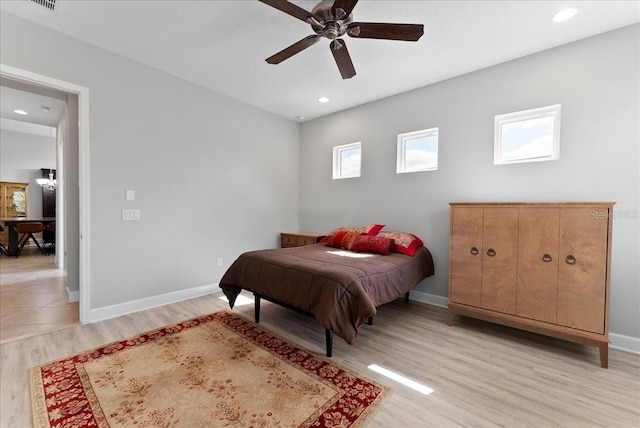 13865 Granger Ave, Orlando, FL 32827 - bedroom featuring recessed lighting, baseboards, a ceiling fan, and light wood finished floors