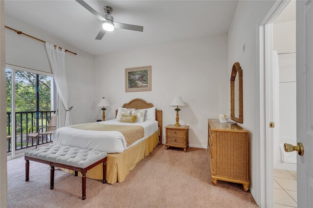 510 Rum Run Unit 33-510, Davenport, FL 33837 - bedroom featuring access to exterior, light carpet, and ceiling fan