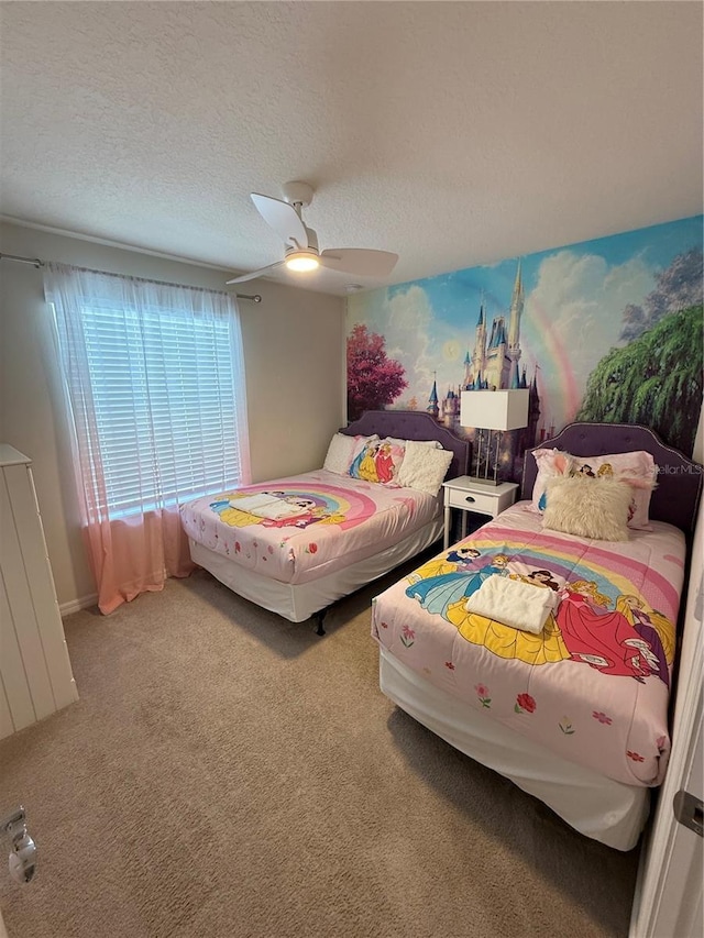 197 Jetty Way, Davenport, FL 33897 - carpeted bedroom featuring a textured ceiling and a ceiling fan