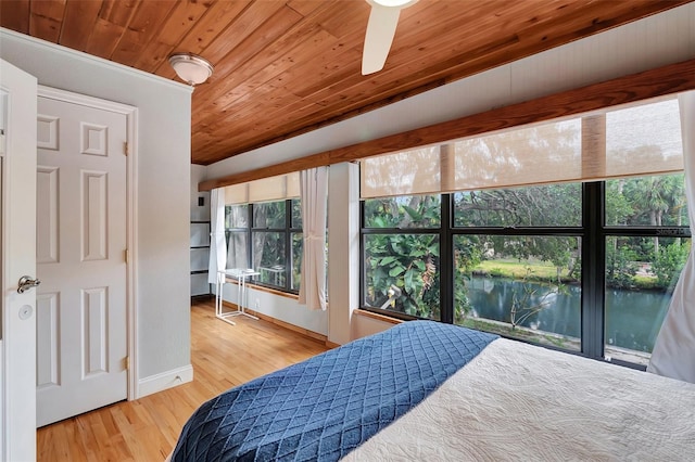 9503 Alice Ln, Riverview, FL 33578 - bedroom with wood ceiling, wood finished floors, and a water view
